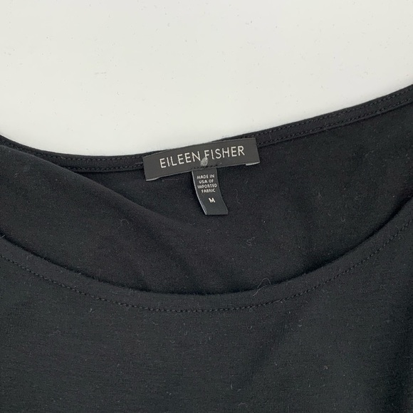 Eileen Fisher diagonal hem tunic knit black shirt top blouse sleeveless Medium M - Picture 4 of 4